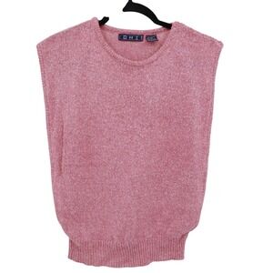 OHI Knit Silk Blend Sweater Vest Women L Pink Preppy Collegiate Classic Academia